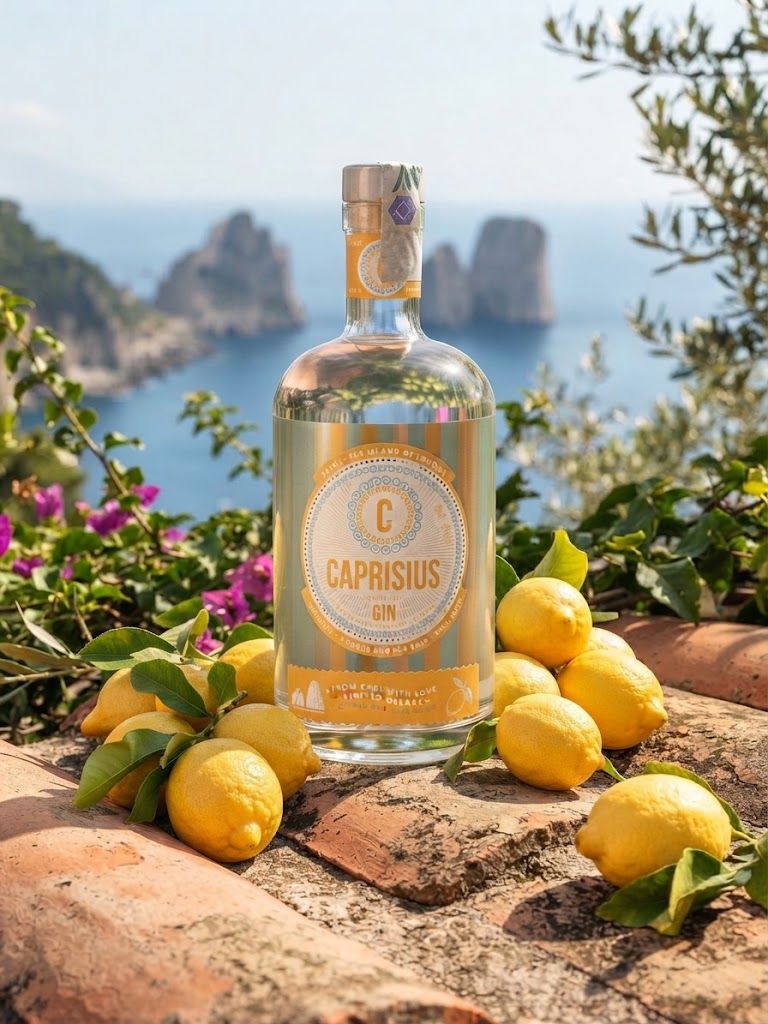 Bring the scent and sunshine of Capri to your home with Caprisius Gin. This small-batch, artisanal gin is a true tribute to the "Island of Lemons". It is carefully distilled using fresh lemon peels and a touch of sea salt, resulting in a unique, fres