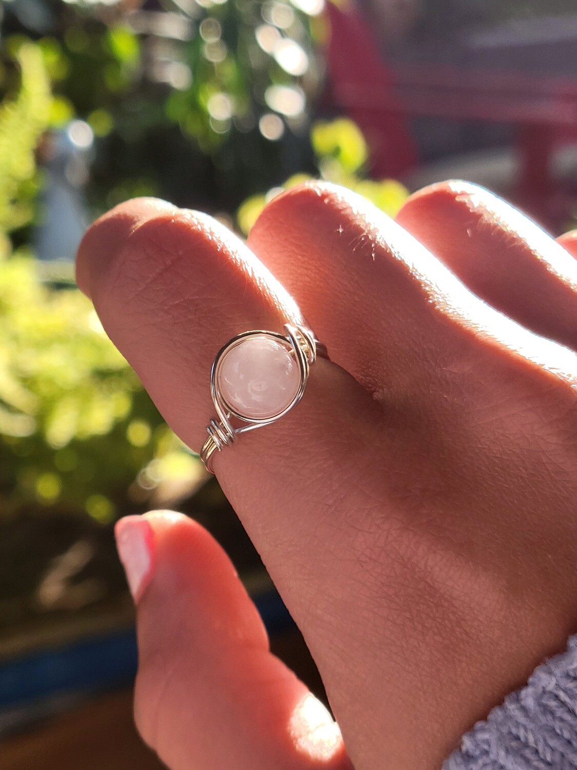 Rose Quartz Crystal Ring