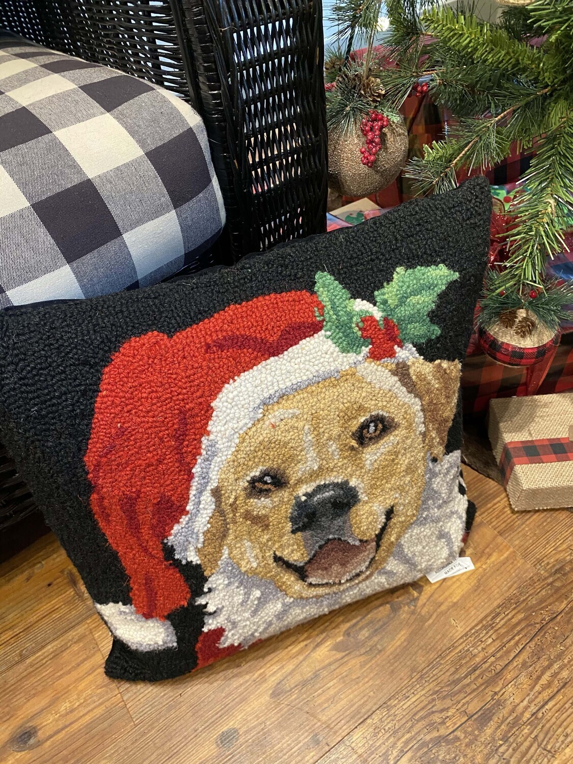 Holiday Santa Retriever Dog Pillow