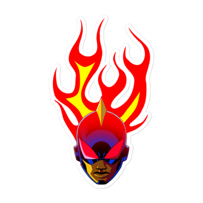 Captain Zero® Flaming Head Sticker
