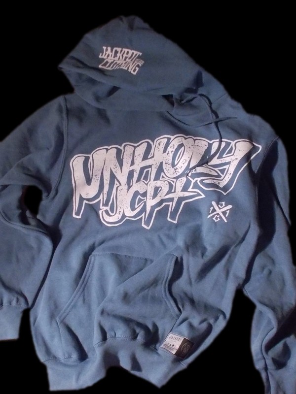 UNHOLY-HOODED SWEAT - steel blue-size S