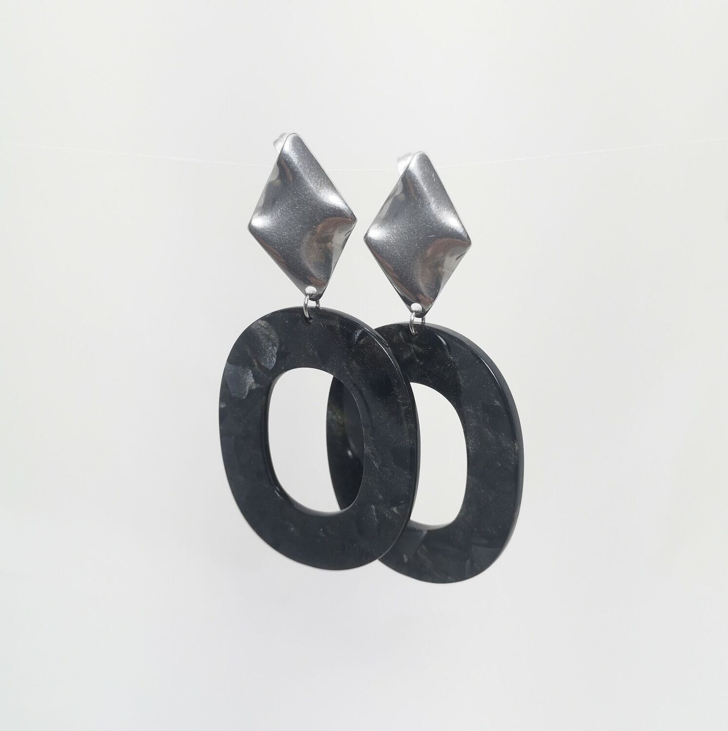 Boucles d'oreilles  inox assemblées à la main