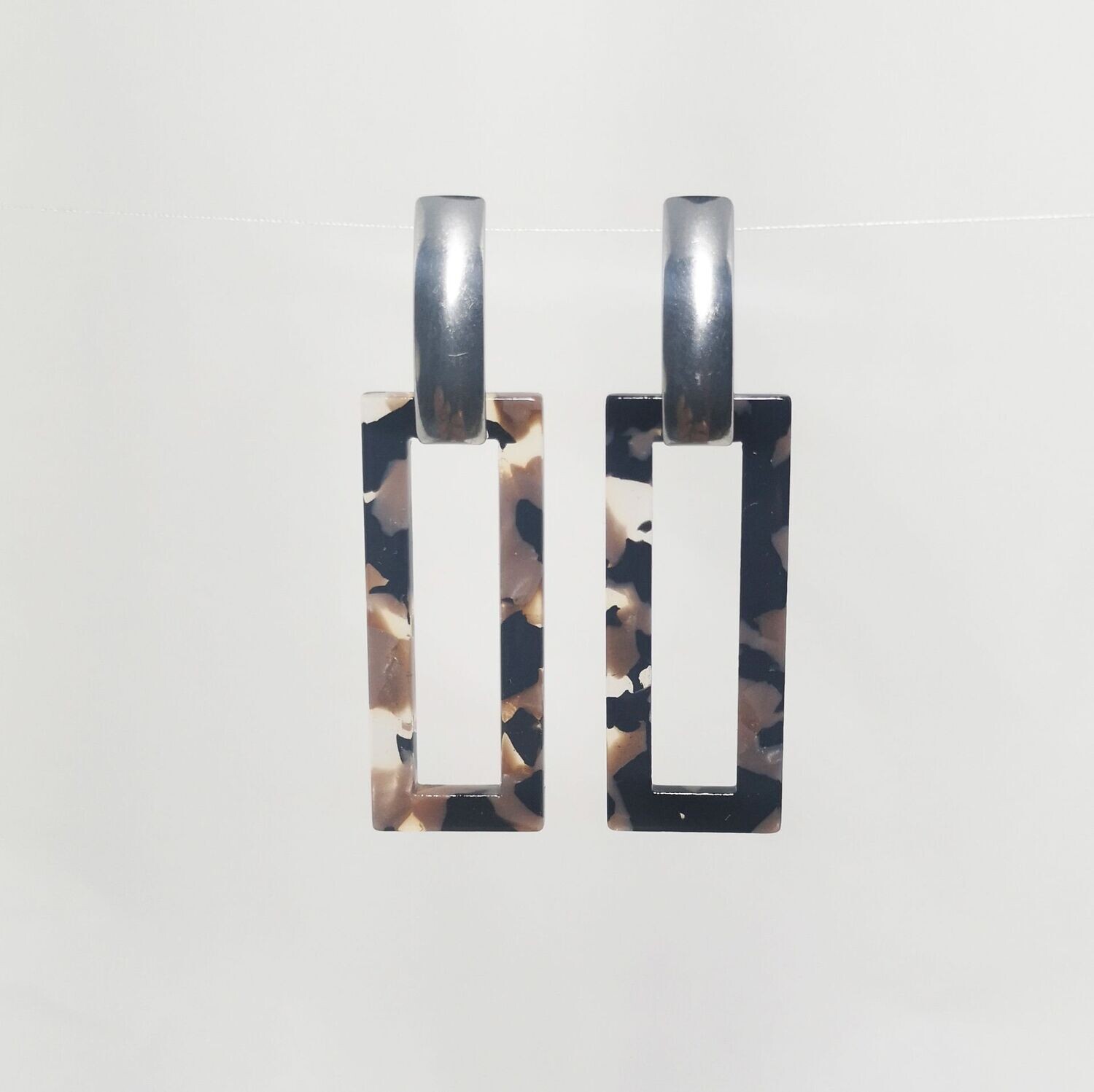 Boucles d'oreilles  inox assemblées à la main