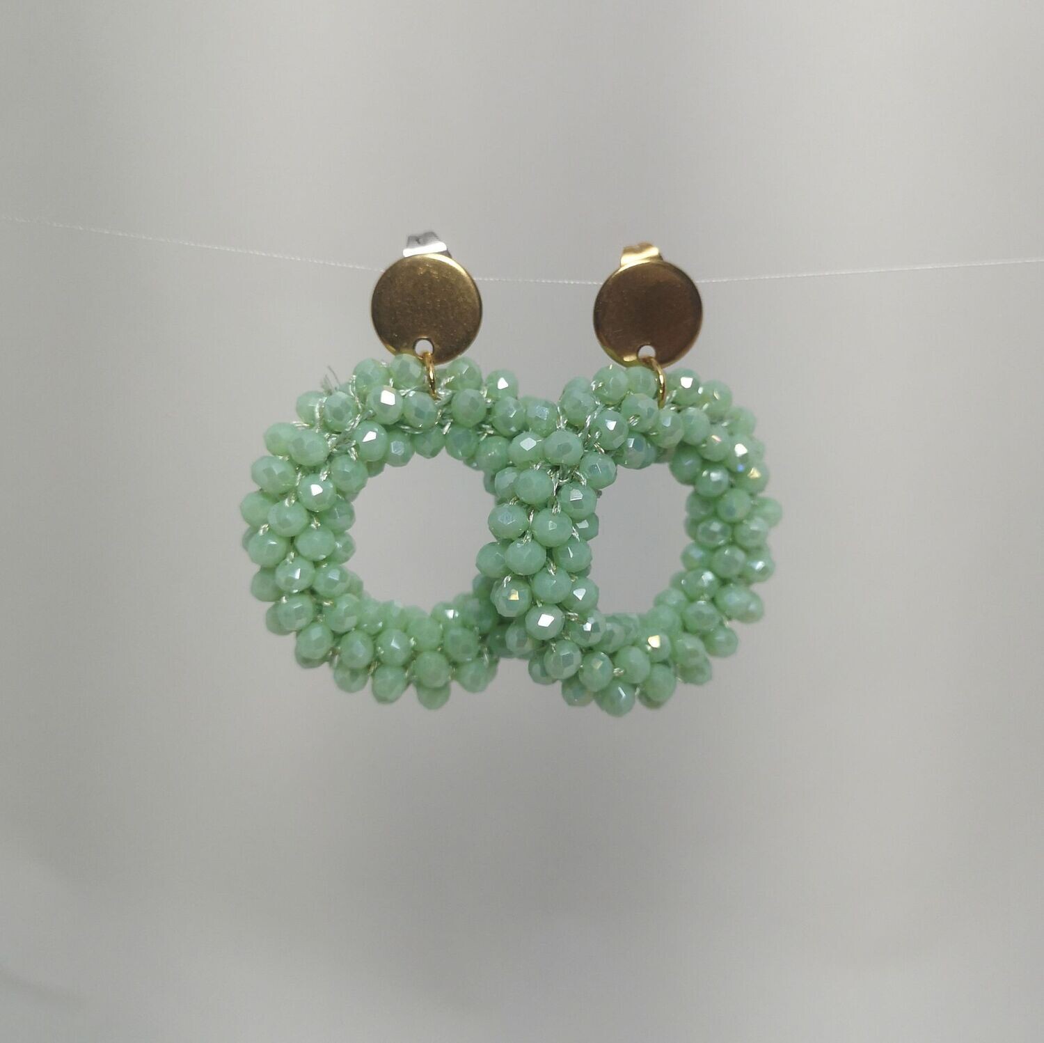 Boucles d'oreilles perles & inox -dorées- assemblées à la main