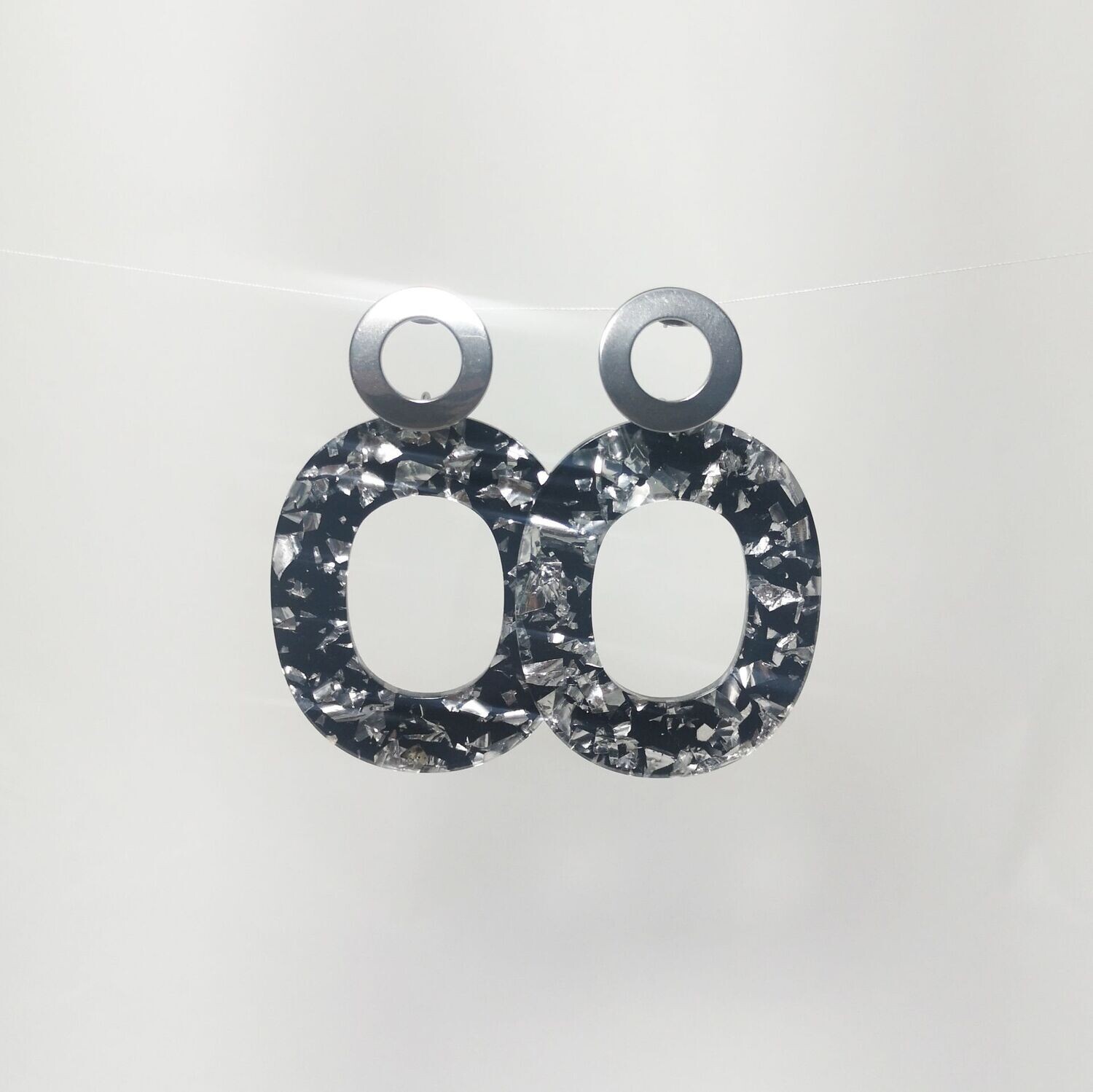 Boucles d'oreilles  inox assemblées à la main
