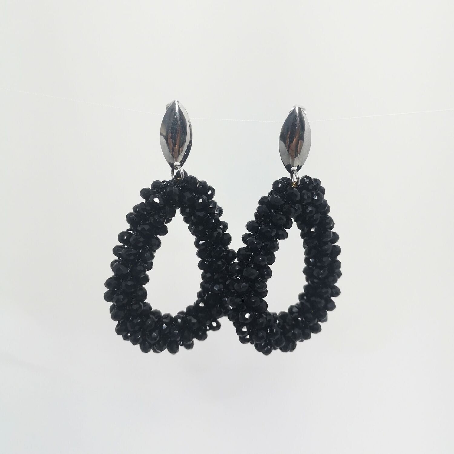 Boucles d'oreilles perles & inox  -argentées- assemblées à la main
