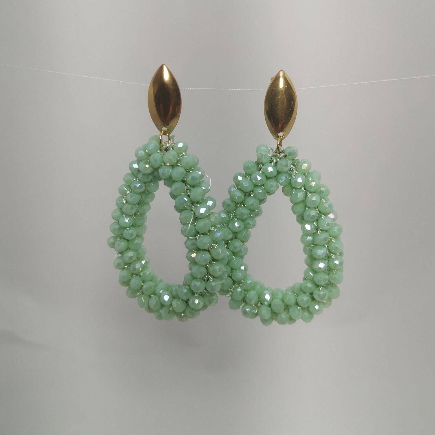 Boucles d'oreilles perles & inox  -dorées- assemblées à la main