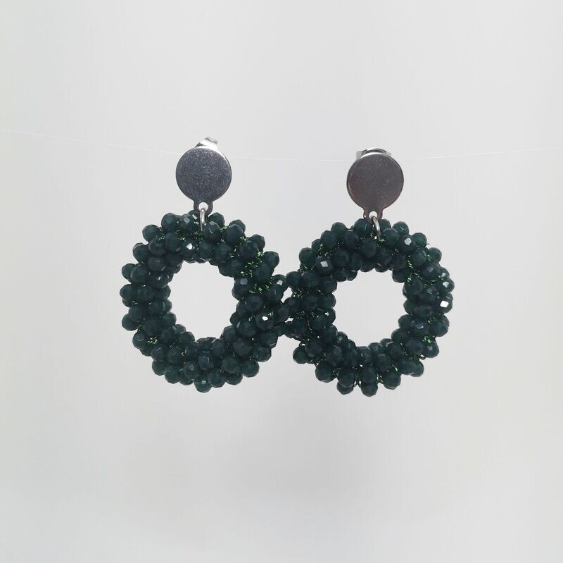 Boucles d'oreilles perles & inox  -argentées- assemblées à la main