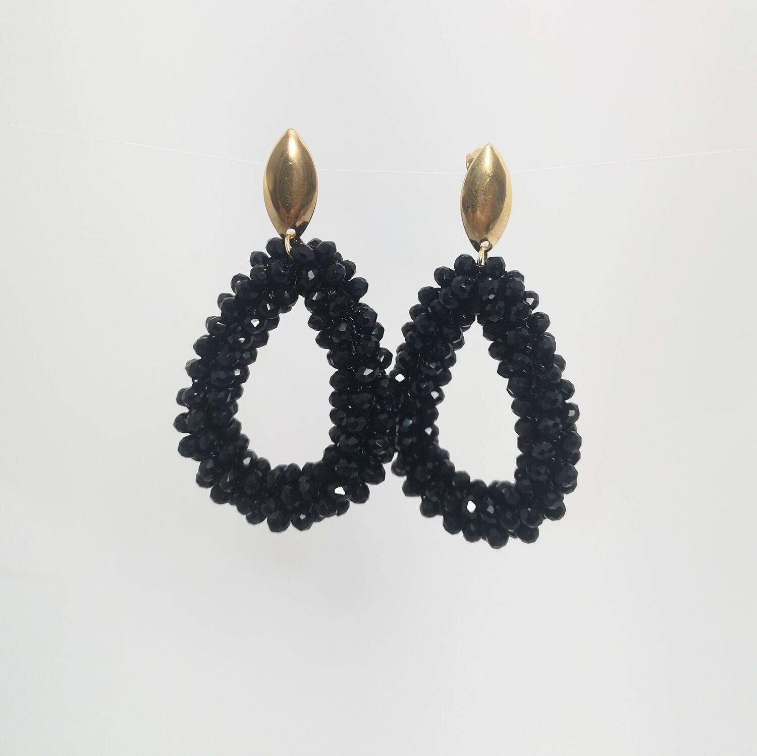 Boucles d'oreilles perles & inox  -dorées- assemblées à la main