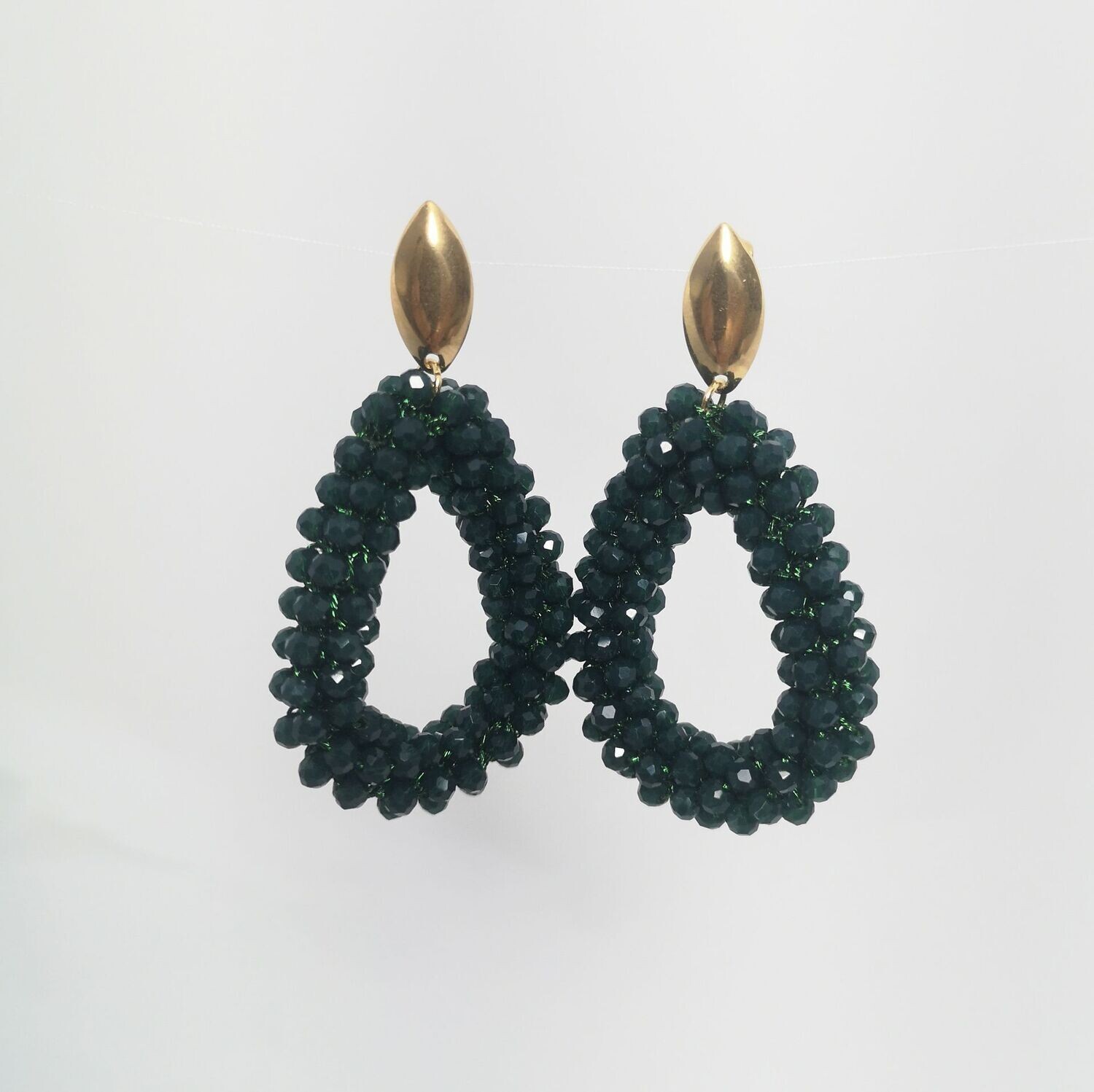 Boucles d'oreilles perles & inox  -dorées- assemblées à la main