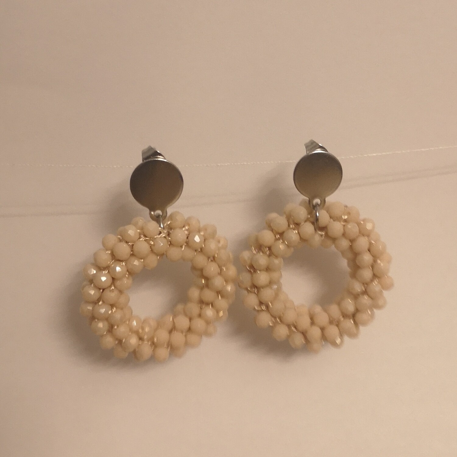 Boucles d'oreilles perles & inox  -argentées- assemblées à la main