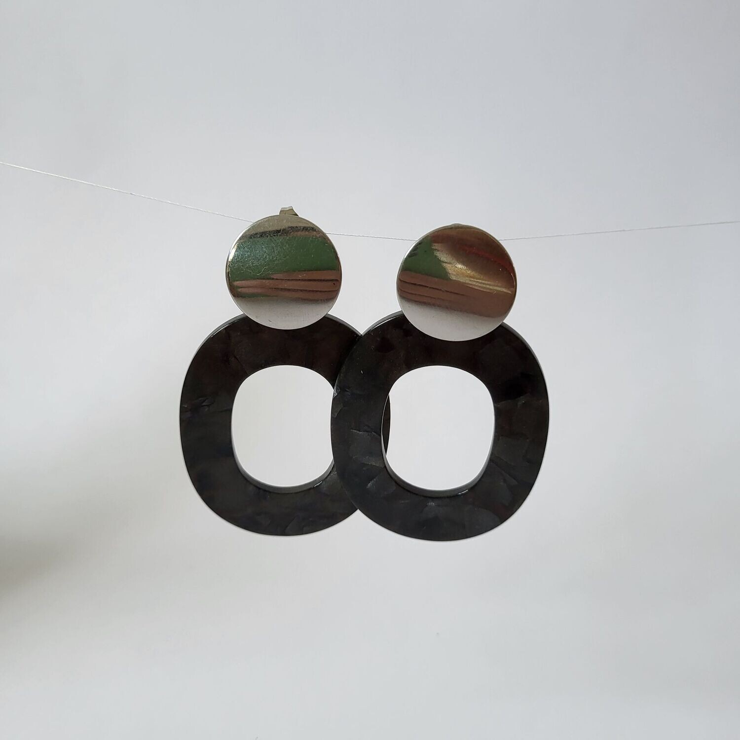 Boucles d'oreilles  inox assemblées à la main