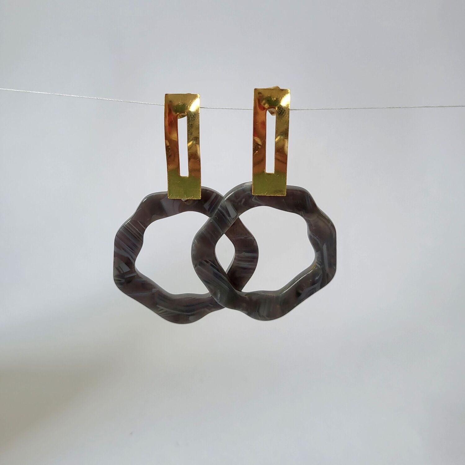 Boucles d'oreilles  inox assemblées à la main