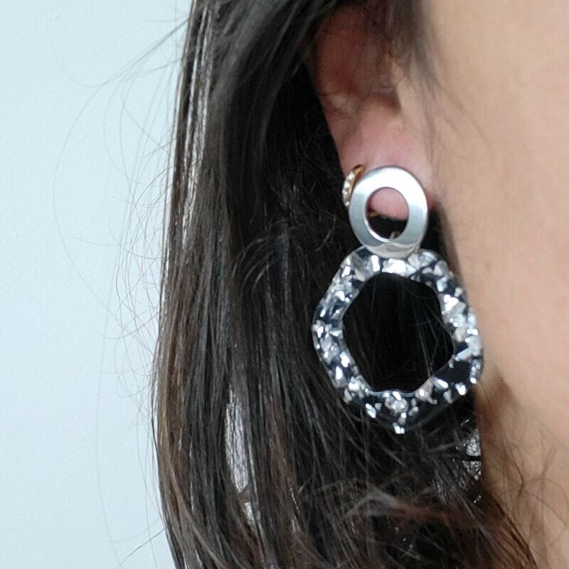 Boucles d'oreilles  inox assemblées à la main