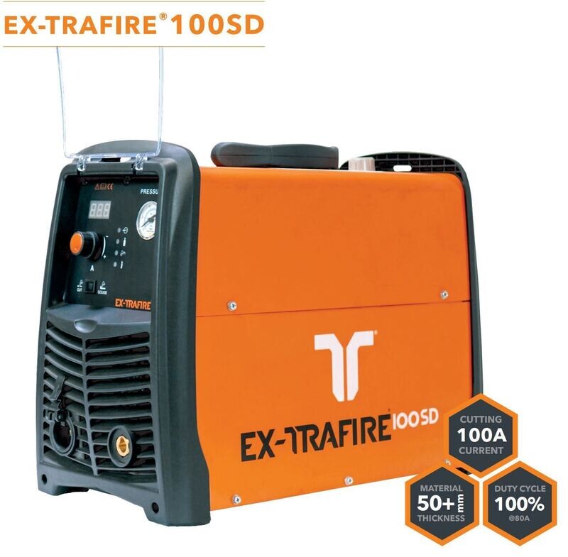 PLASMA CUTTER 100SD WITH 8 METRES HAND TORCH EX-TRAFIRE100SD