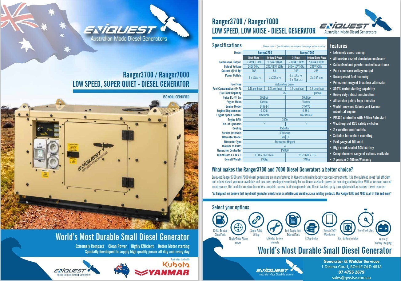 Eniquest Ranger 7000 Diesel Generator