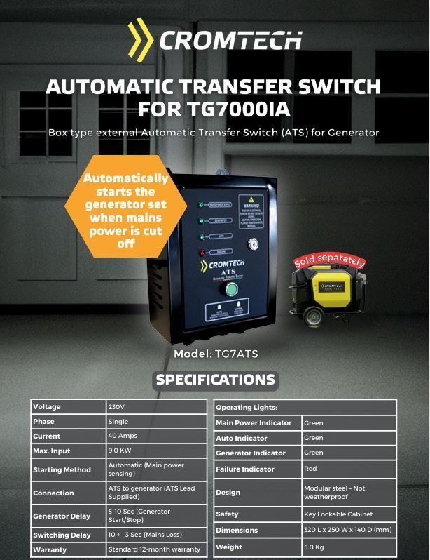 CROMTECH AUTOMATIC TRANSFER SWITCH FOR TG7000IA