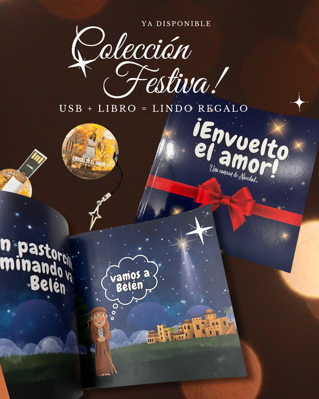 &quot;Envuelto el Amor&quot; - “Colección Festiva”- USB Y LIBRO de Cindy Del Toro