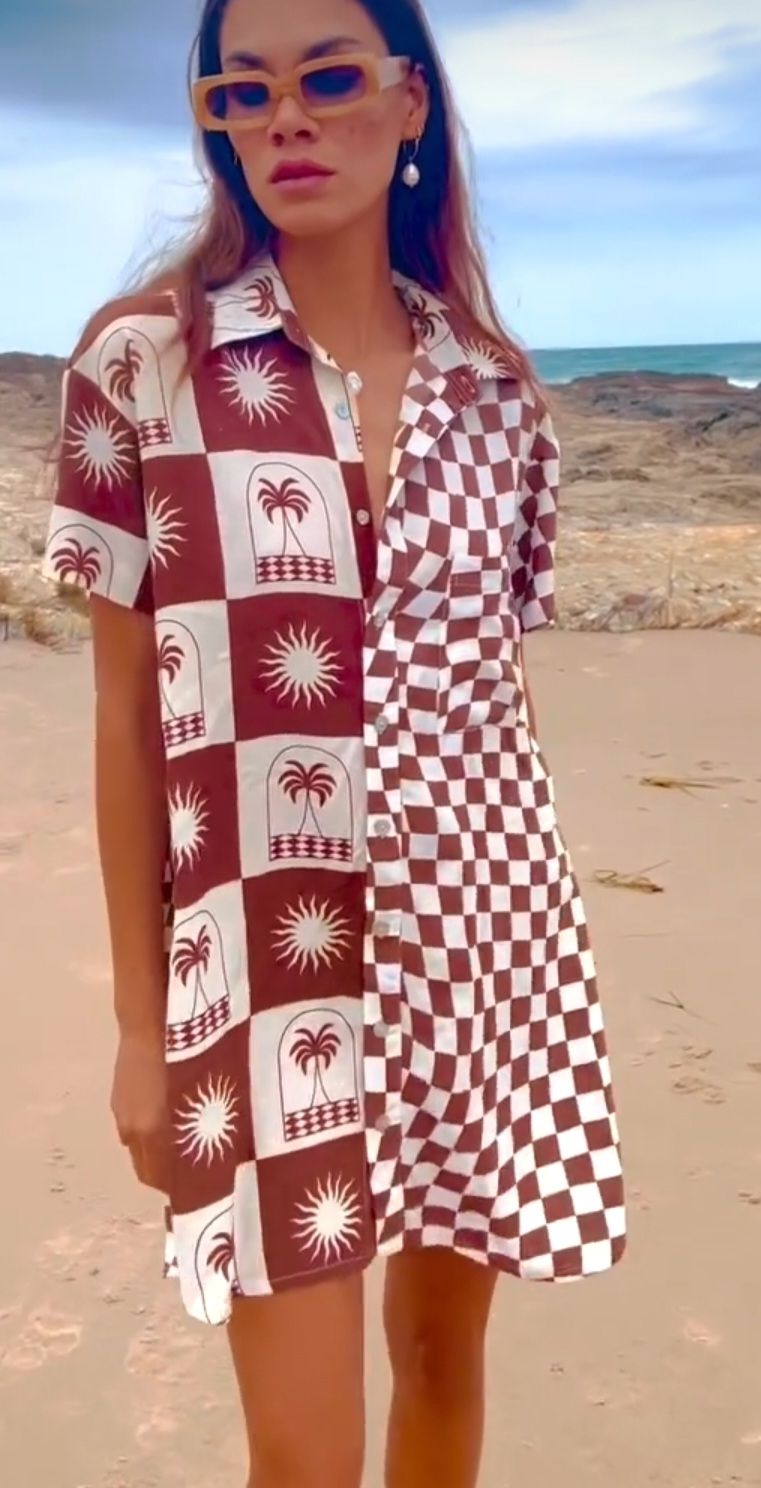 Palma Checkerboard Shirt Dress