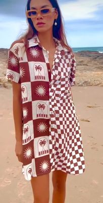 Palma Checkerboard Shirt Dress