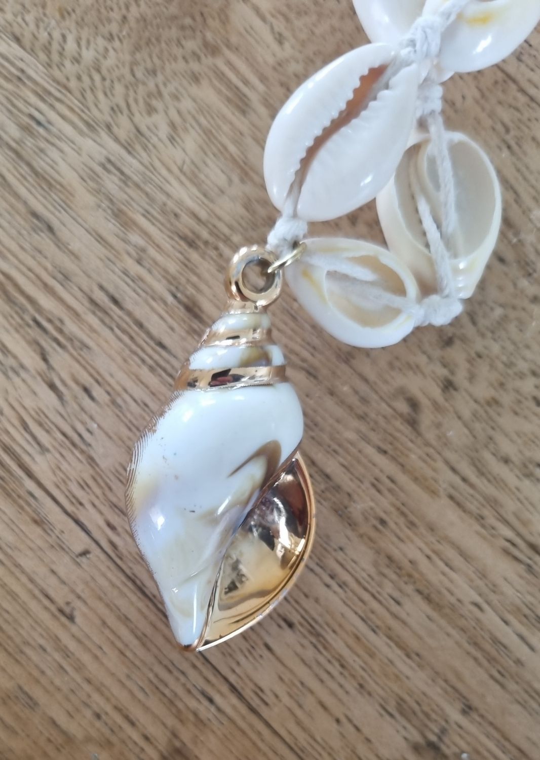Gold shell cowrie necklace