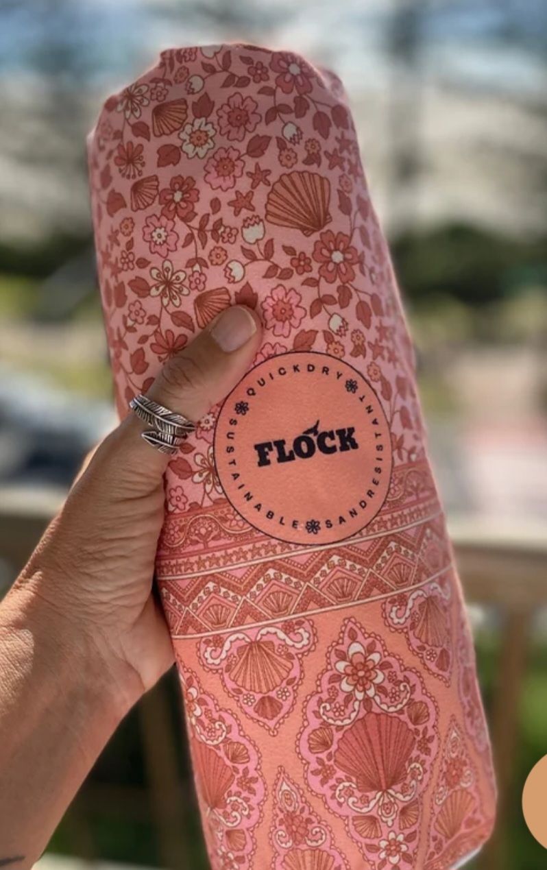 Coral sea shell beach towel