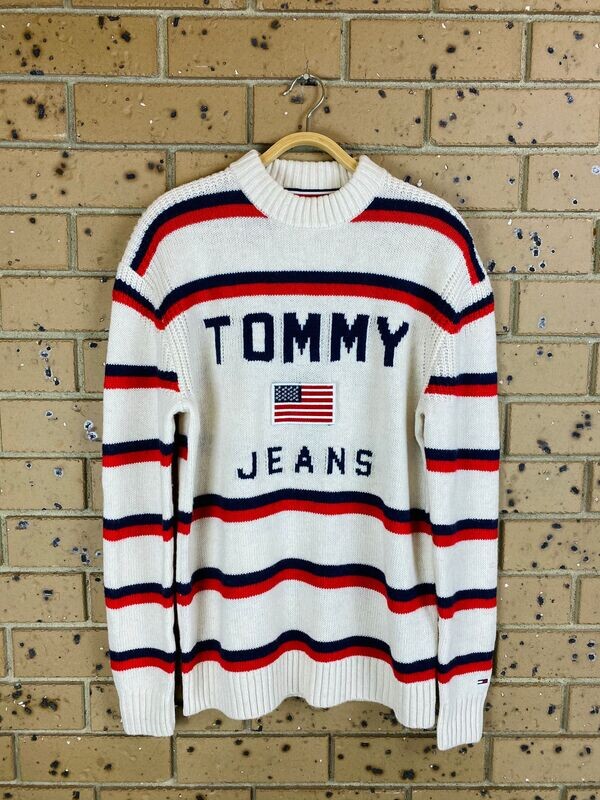 Genuine Tommy hilfiger Tommy jeans striped wool jumper sweater in size M