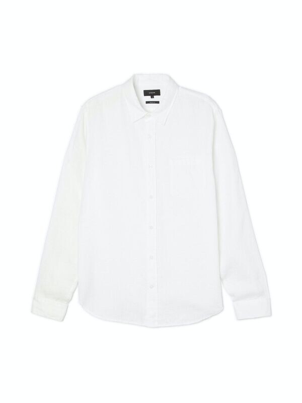 Vince luxurious linen long sleeve shirt in optic white size M