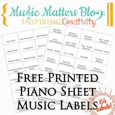 Free File Labels for Printed Piano Sheet Music