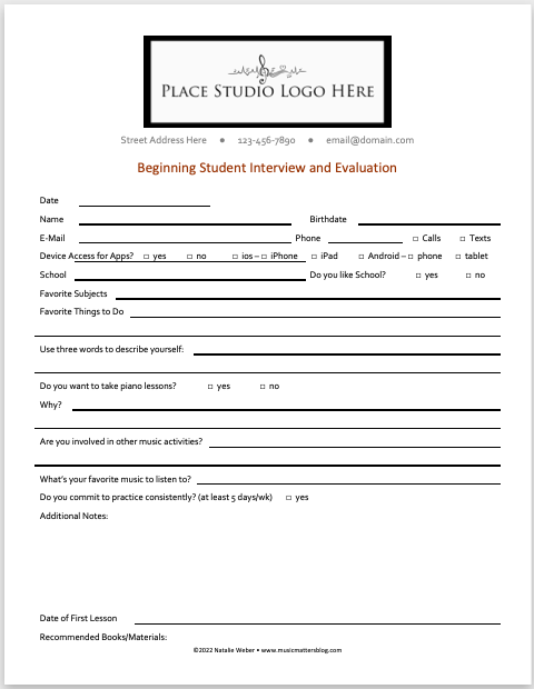 Free Editable Student Interview & Evaluation Forms