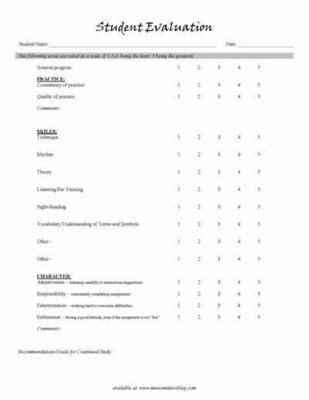 Free Year-End Piano Student Evaluation Form