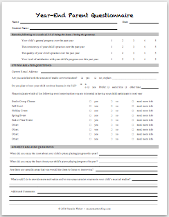Free Year-End Parent Questionnaire