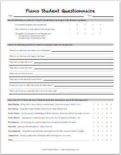 Free Year-End Piano Student Questionnaire