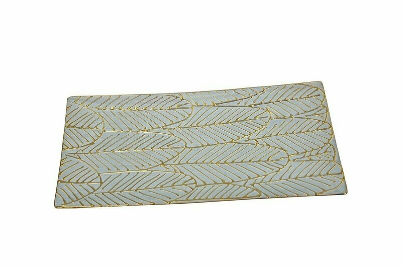 PLAT RECTANGLE DECOR FEUILLES