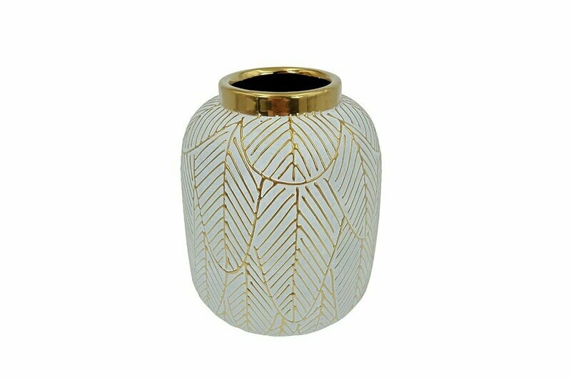 VASE BAS DECOR FEUILLES