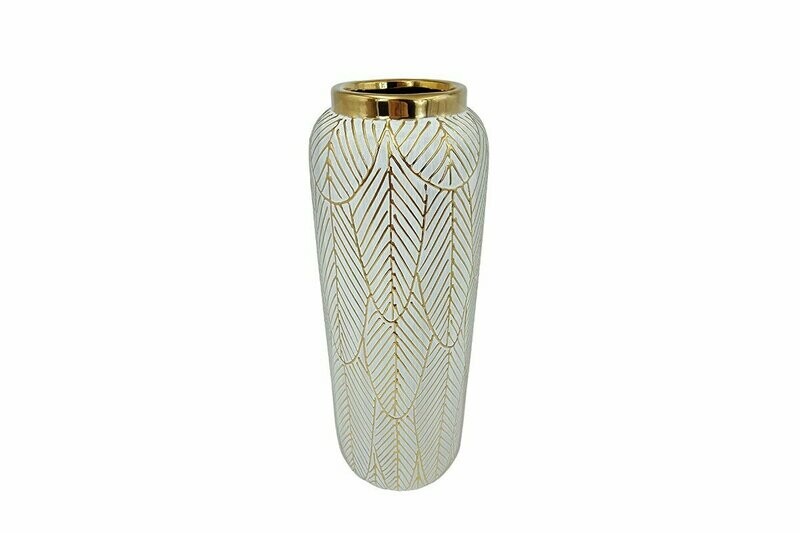 VASE HAUT DECOR FEUILLES
