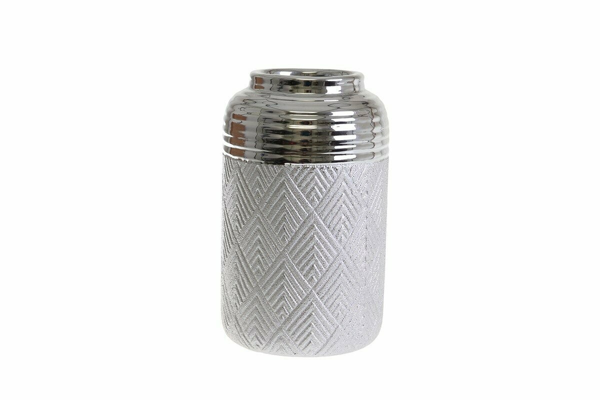 VASE CYLINDRIQUE GEOMETRIQUE ARGENT