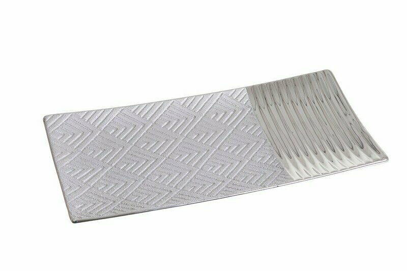PLAT RECTANGULAIRE GEOMETRIQUE ARGENT