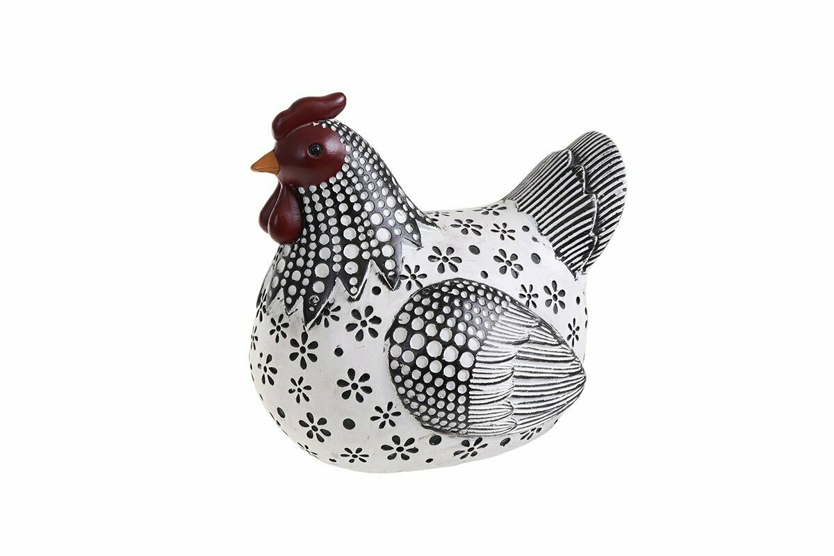 POULE QUI COUVE COL. NOIR/BLANC