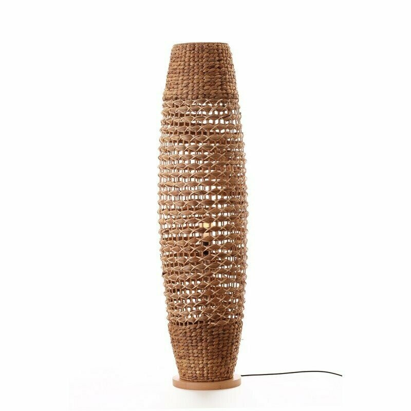Lampadaire rotin / jacinthe tressé naturel