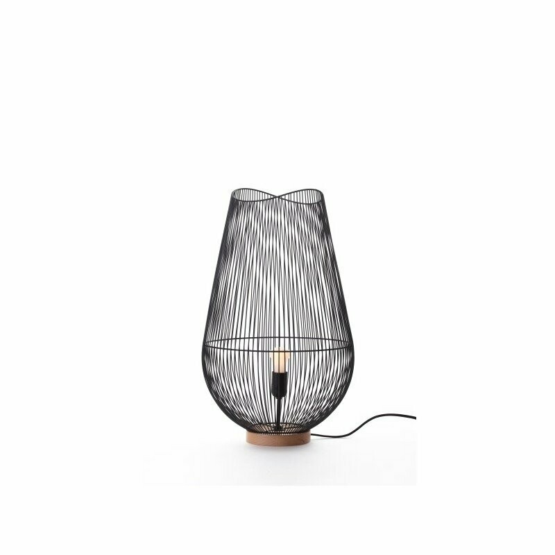Lampe à poser métal noir sur socle