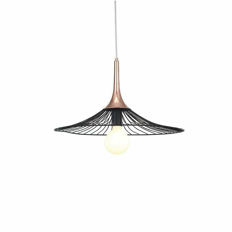 Suspension filaire métal noir / cuivre brossé 80 cm