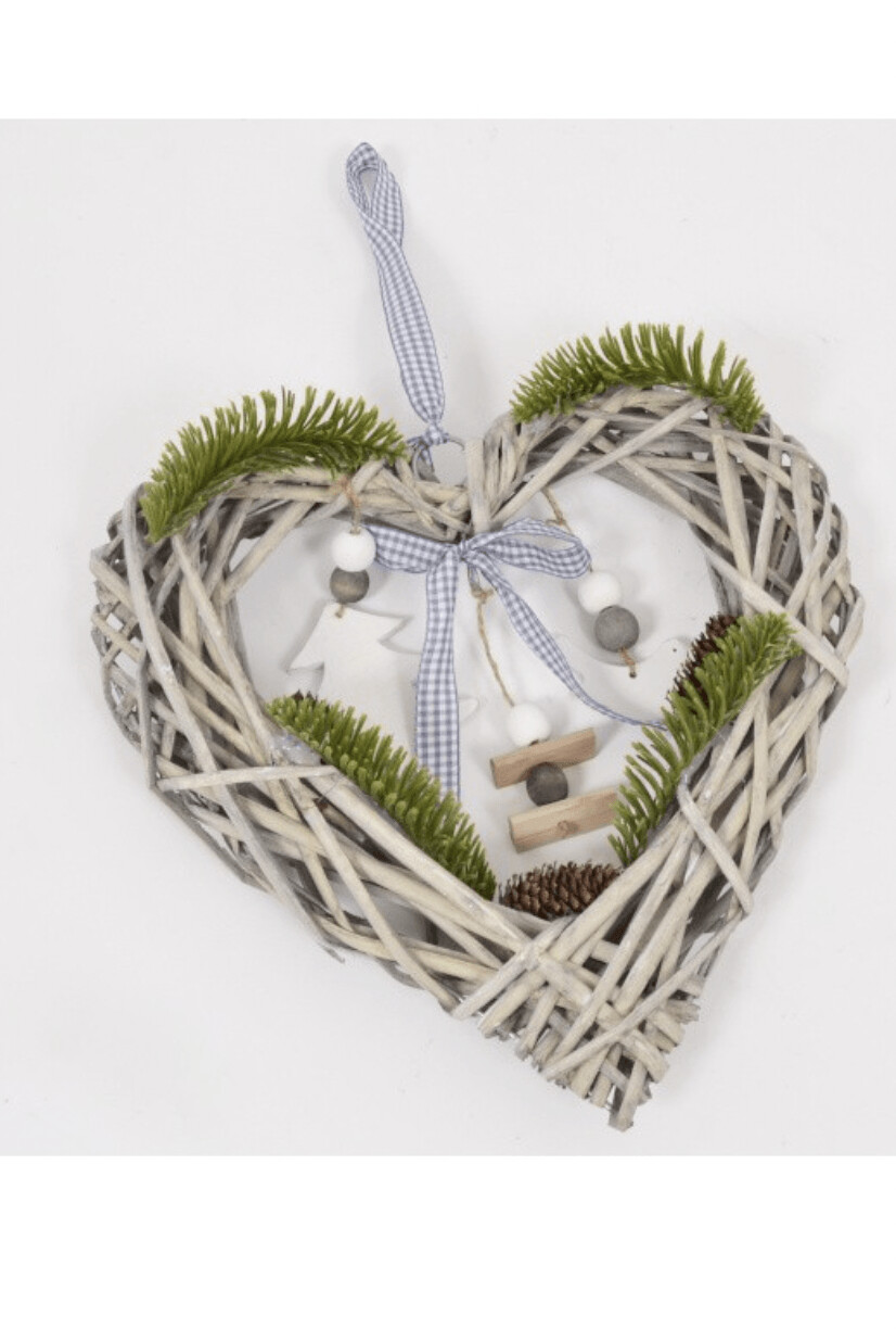 ORLANE coeur osier gris 35cm
