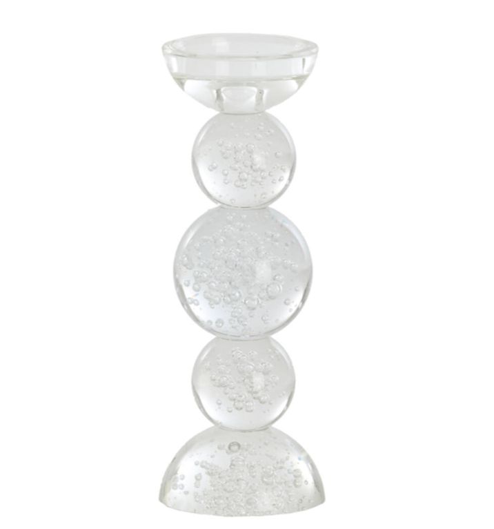 ITINGA bougeoir verre bullé