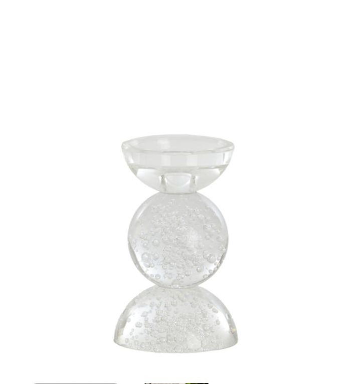 ITINGA bougeoir verre bullé