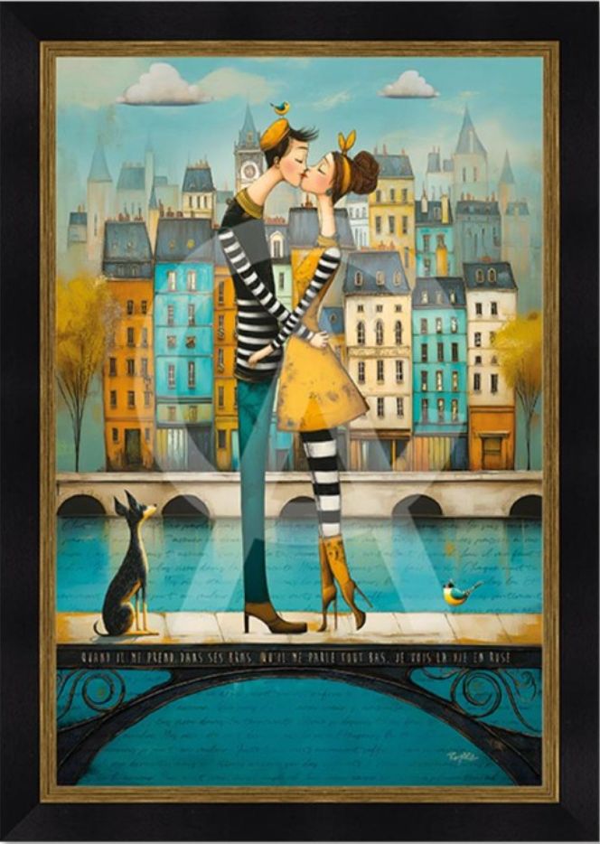 Le bisou sur la passerelle 40x60 Le bisou sur la passerelle 40x60