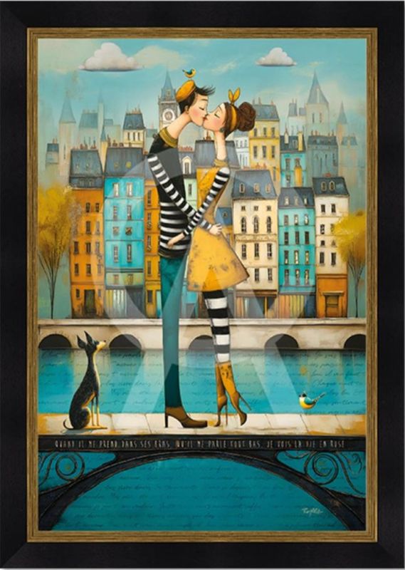 Le bisou sur la passerelle 40x60