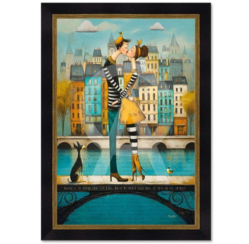 Le bisou sur la passerelle 40x60
