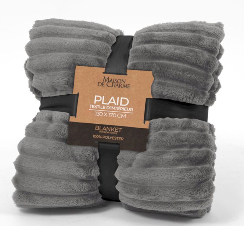 ALCESTE plaid 130x170 gris foncé