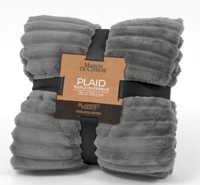 ALCESTE plaid 130x170 gris foncé ALCESTE plaid 130x170 gris foncé